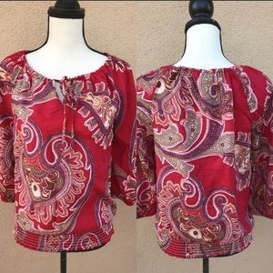 GH BASS Co. Women Blouse Top Red Sz S Shirt